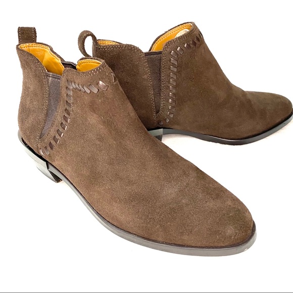 Coach Carter Espresso Brown Suede Ankle Booties - Picture 1 of 9